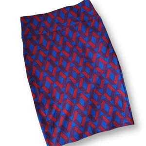 Lularoe Cassie Pencil Skirt Red & Blue Size S